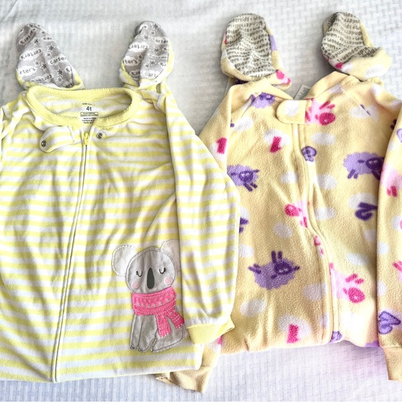 Carter’s & WonderKids 4T Footie Pajamas Bundle – Koala & Animal Print Fleece - Picture 1 of 9